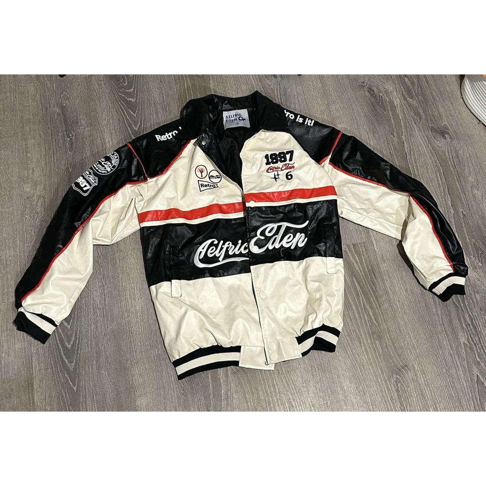 Aelfric Eden Stitching White Multi Color Motorcycle Jacket Size  XSmall Unisex